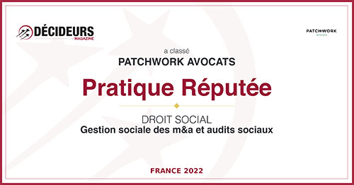 Classement Decideurs 2022 - Patchwork Avocats